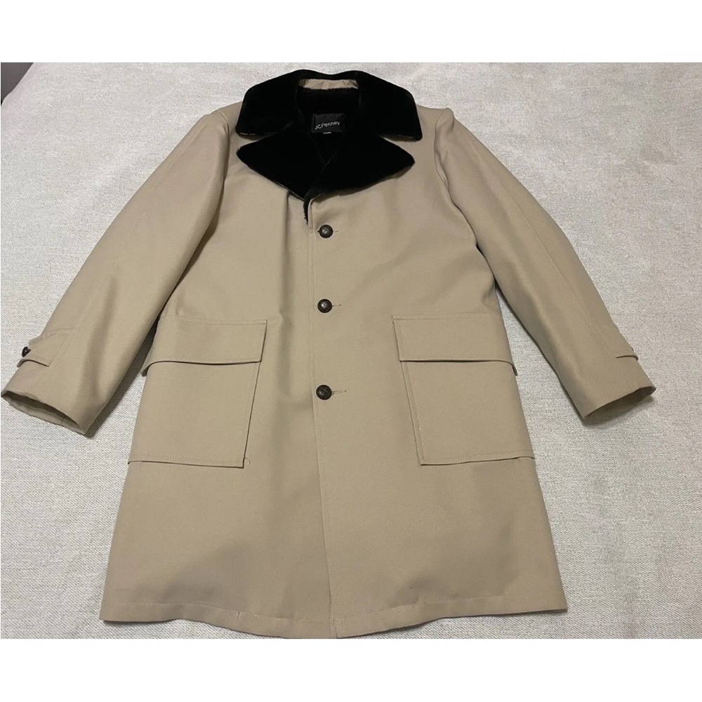 Vintage 70’s Sherpa Collar Tan Retro Coat - Men’s 42L - J.C. Penny Groovy
